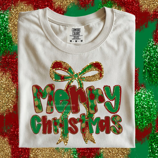 Merry Christmas Glitter Bow