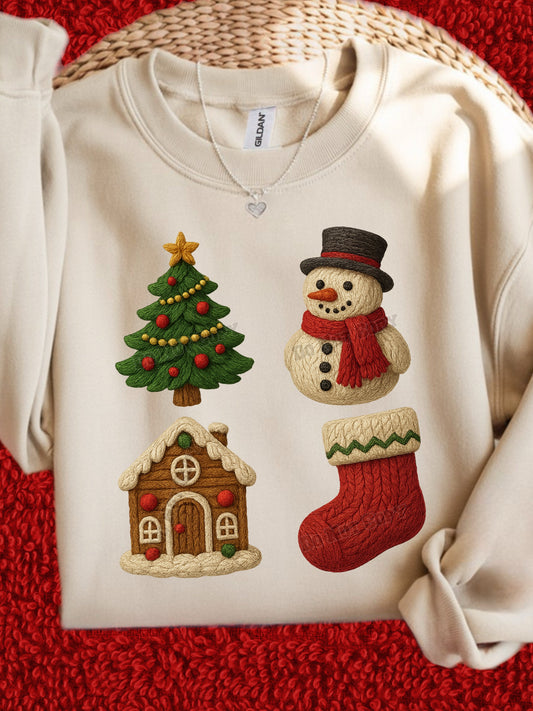 Tree, Snowman, House, Stocking Yarn