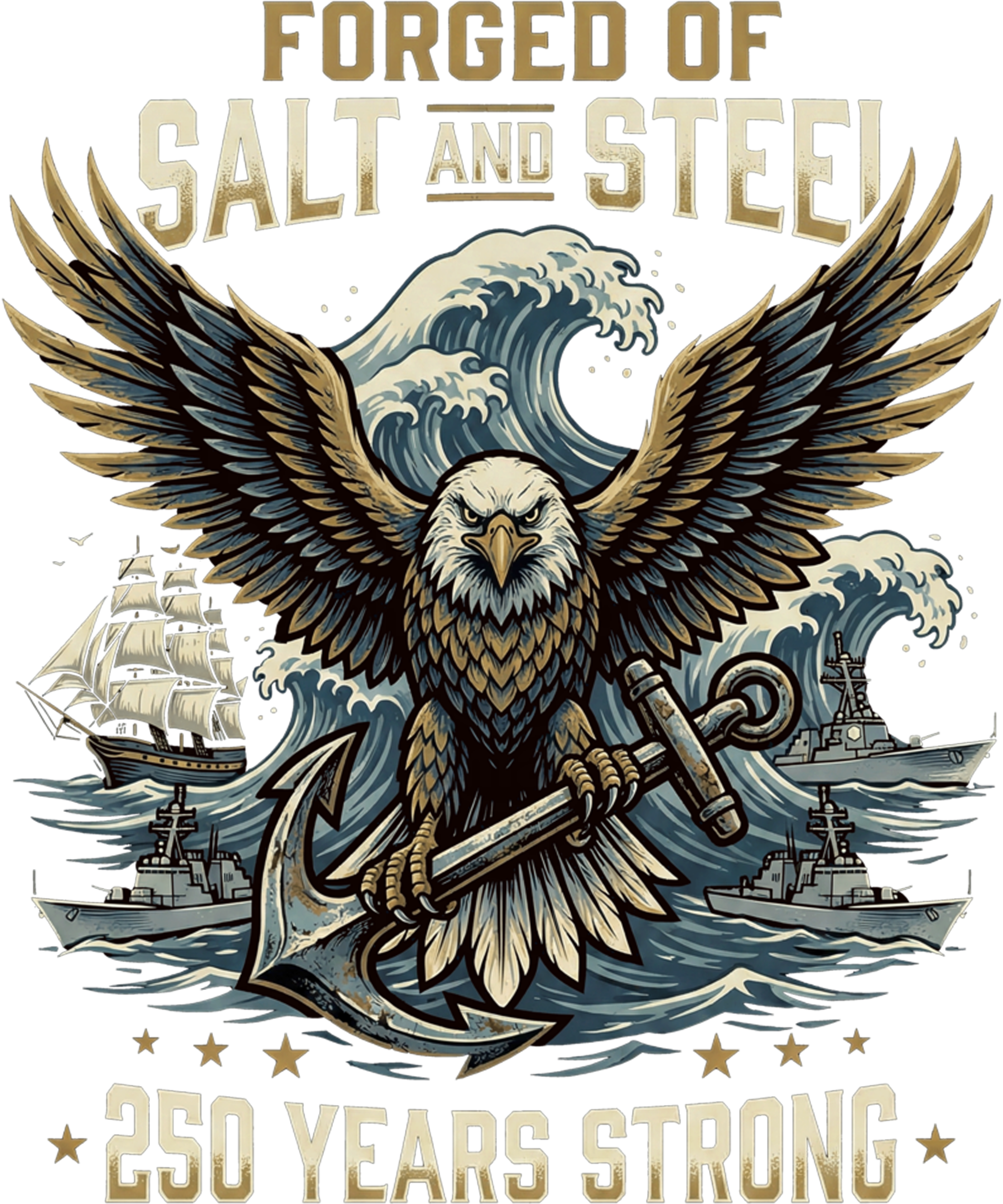 4th of July 356 - Forged Of Salt And Steel U.S. Naval Ships 250th Anniversary Sweatshirt