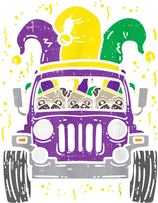 Mardi Gras 637 - Mardi Gras Monster Truck Jester Pug Carnival Dog Owner Boys T Shirt