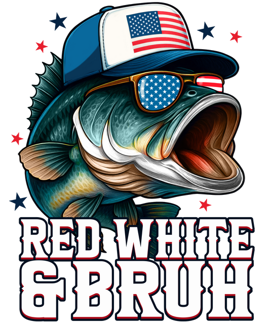 4th of July 476 - Or 22052025 Nhuy Red White And Bruh Fish 4th Of July America Usa
