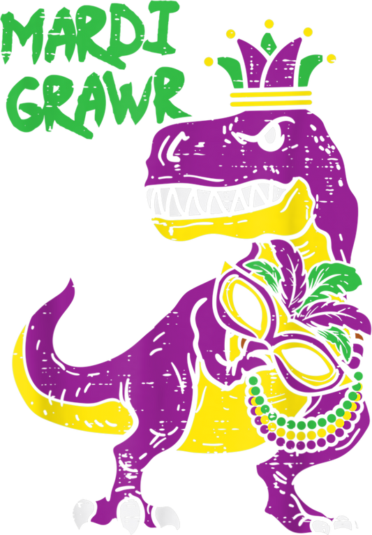 Mardi Gras 682 - Mardi Grawr Jester Trex Dinosaur Cute Mardi Gras Boys Gift T Shirt
