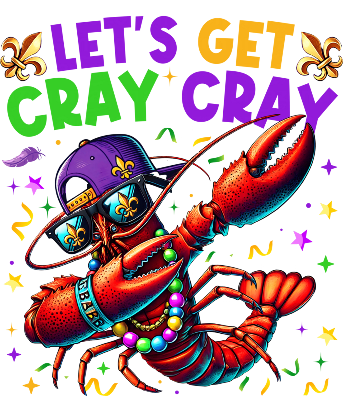 Mardi Gras 520 - Let S Get Cray Cray Mardi Gras Dabbing Crawfish Boy Girl Kid Sweatshirt