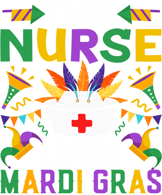Mardi Gras 1021 - This Nurse Loves Mardi Gras New Orleans Nola Parade Nursing Sweatshirt