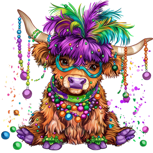 Mardi Gras 355 - Cute Mardi Gras Highland Cow 111374718 5
