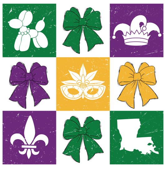 Mardi Gras 922 - Or 23122024 Nhuy Checkered Coquette Bow Mardi Gras Element