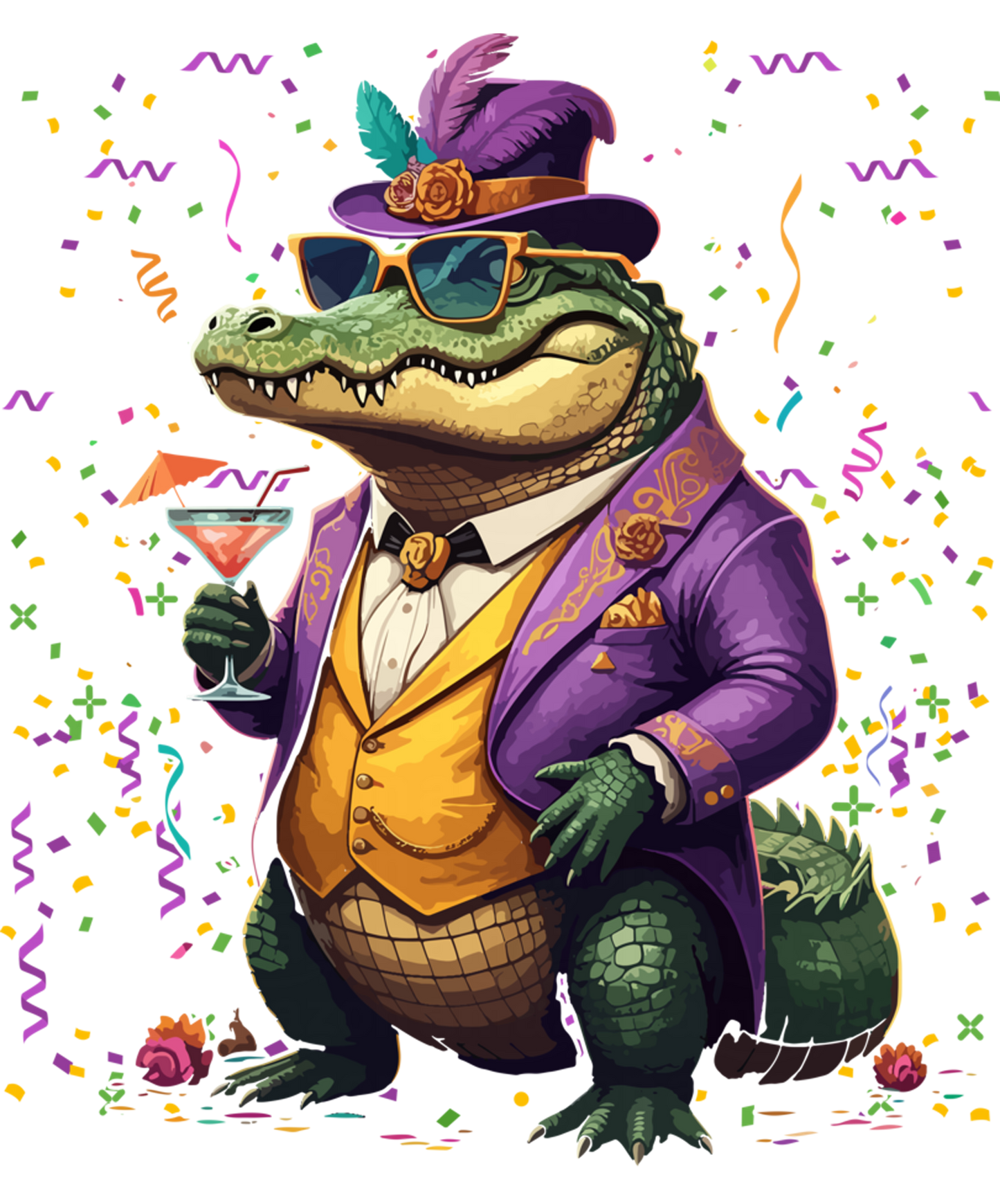 Mardi Gras 556 - Mardi Gras Alligator Sweatshirt