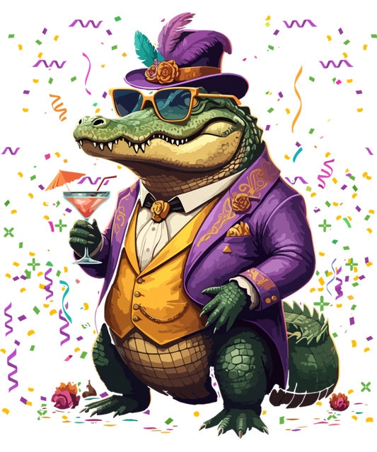 Mardi Gras 556 - Mardi Gras Alligator Sweatshirt