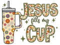 Jesus fills cup faux embroidery