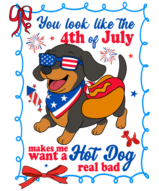 4th of July 501 - Or 31052025 Nhuy You Look Like The 4th Of July Makes Me Want A Hot Dog Real Bad Funny Dachshund Frame Style