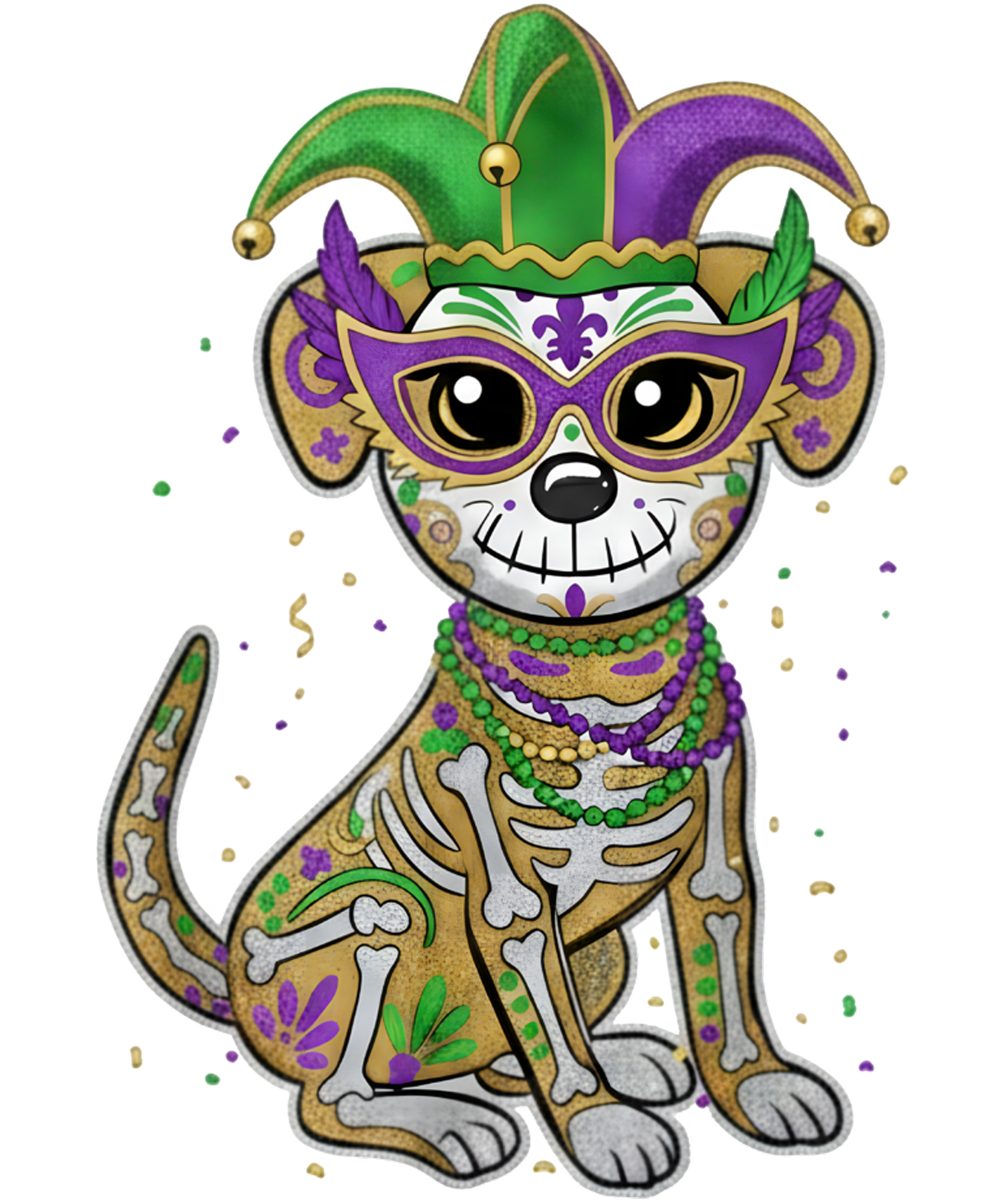 Mardi Gras 588 - Mardi Gras Costume Sugar Skull Dog Carnival New Orleans Sweatshirt