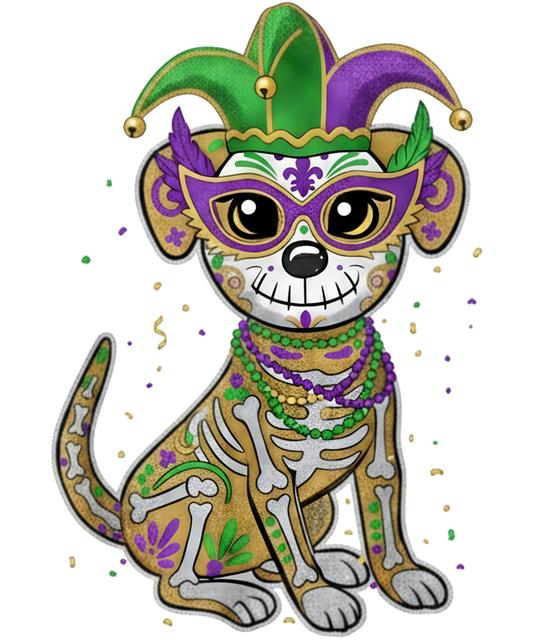 Mardi Gras 588 - Mardi Gras Costume Sugar Skull Dog Carnival New Orleans Sweatshirt