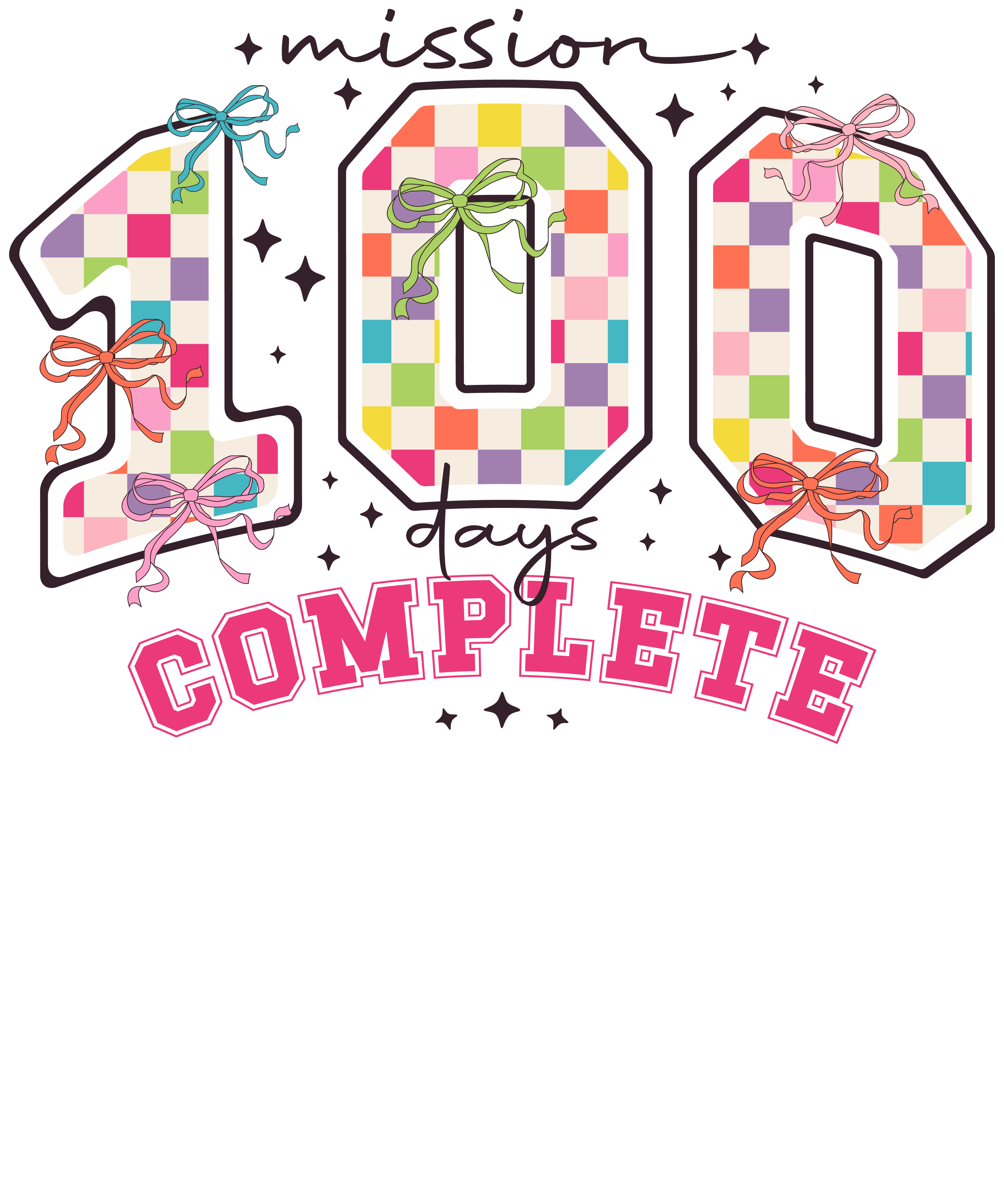 Back to School 354 - Mission 100 Days Complete Colorful Checkered Varsity Png300