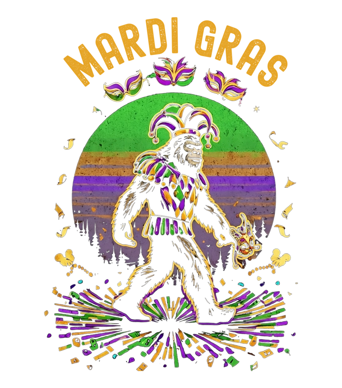 Mardi Gras 848 - Merch Mardi Gras Bigfoot Funny Long Sleeve T Shirt