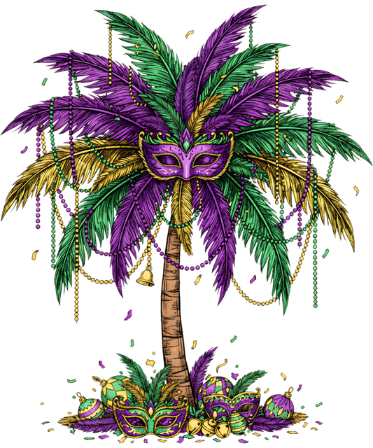 Mardi Gras 640 - Mardi Gras Palm Tree Hawaiian Tropical Party Family Vacation Sweatshirt