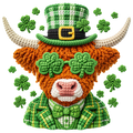 Faux Yarn St. Patrick's Highland Cow PNG