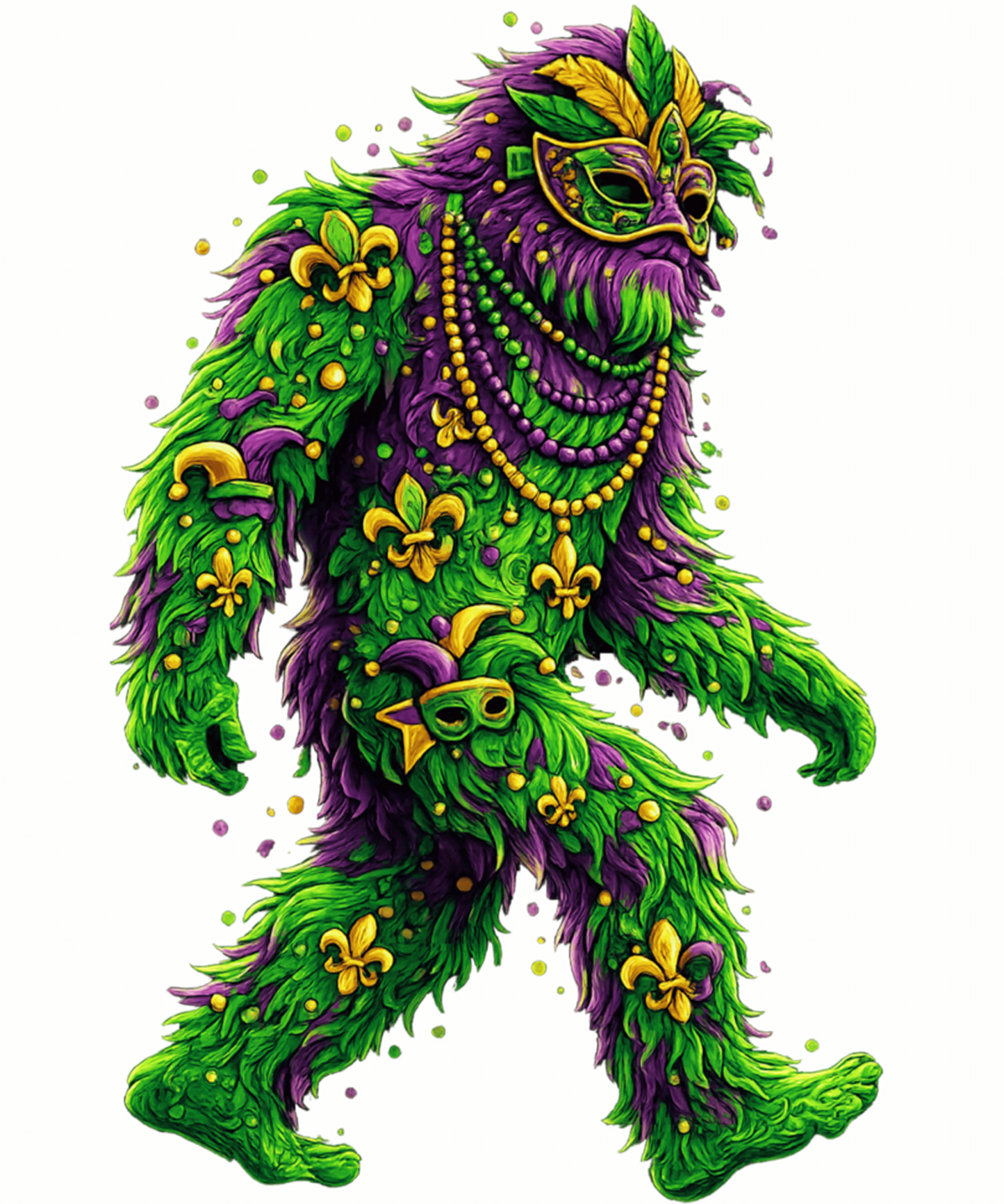 Mardi Gras 306 - Bigfoot Sasquatch Crawfish Beads Mardi Gras Carnival Funny Sweatshirt