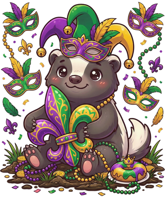 Mardi Gras 460 - Honey Badger Ratel Mardi Gras Fat Tuesday Party Men Women Sweatshirt (1)
