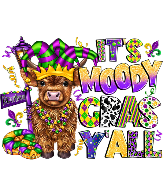 It's Moody Gras Y'all Mardi Gras Carnival Heifer Cow Farm Sweatshirt