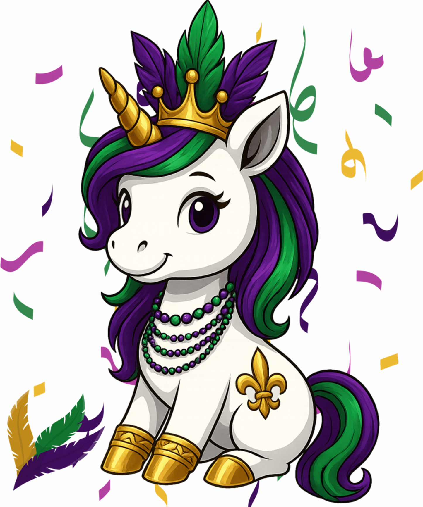 Mardi Gras 354 - Cute Unicorn Crawfish Beads Mardi Gras Carnival Funny Sweatshirt