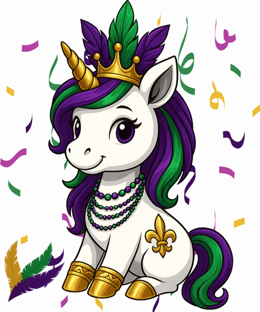 Mardi Gras 354 - Cute Unicorn Crawfish Beads Mardi Gras Carnival Funny Sweatshirt