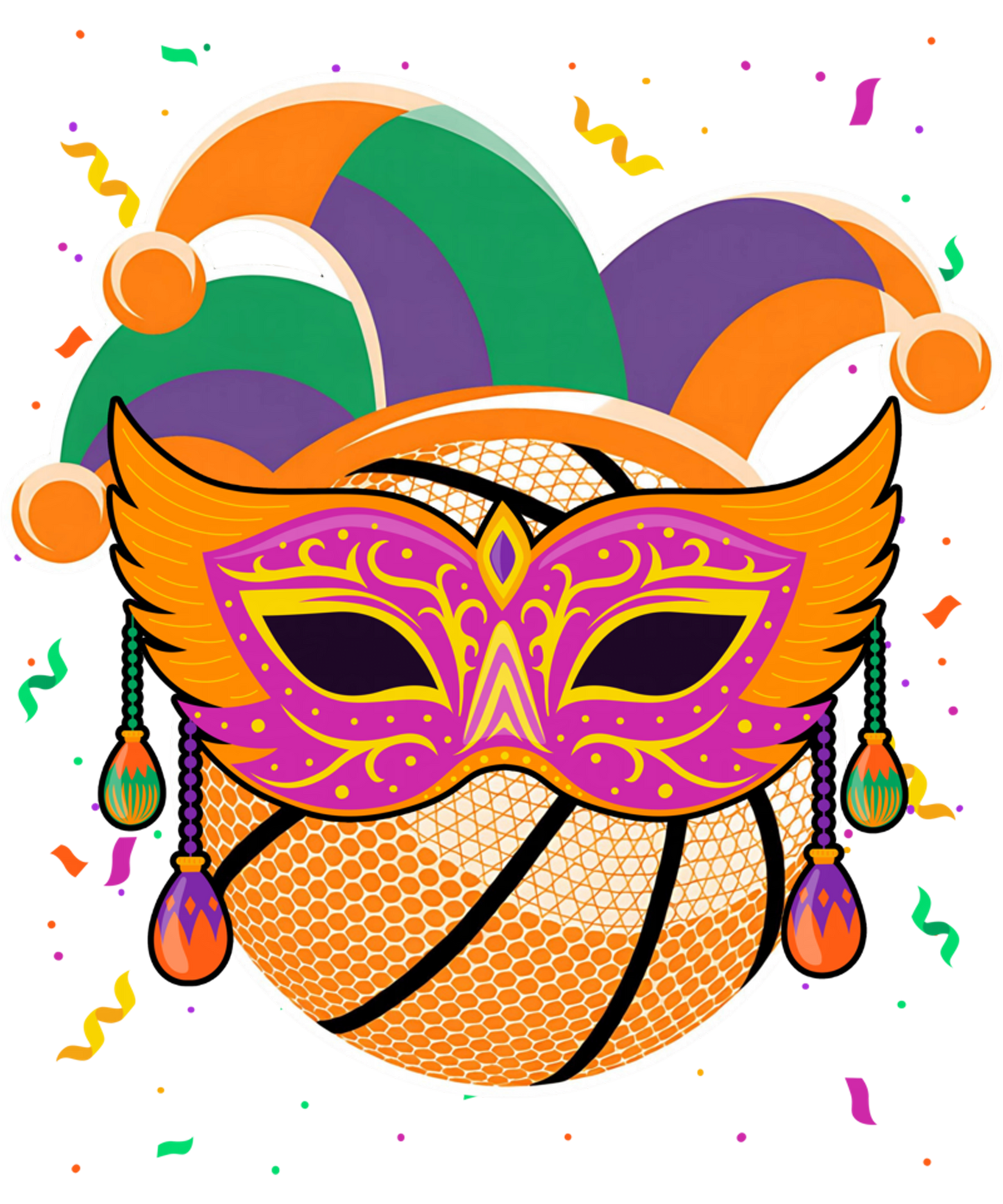 Mardi Gras 291 - Basketball Mardi Gras Jester Hat Costume Carnival Women Men Sweatshirt