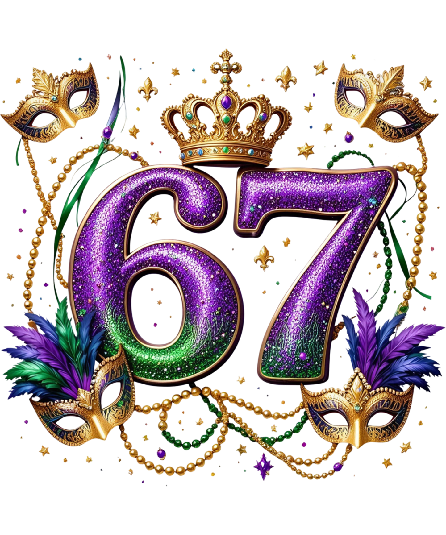 Mardi Gras 390 - Funny 67 Mardi Gras 6 7 Meme Six Seven For Men Women Kids Sweatshirt