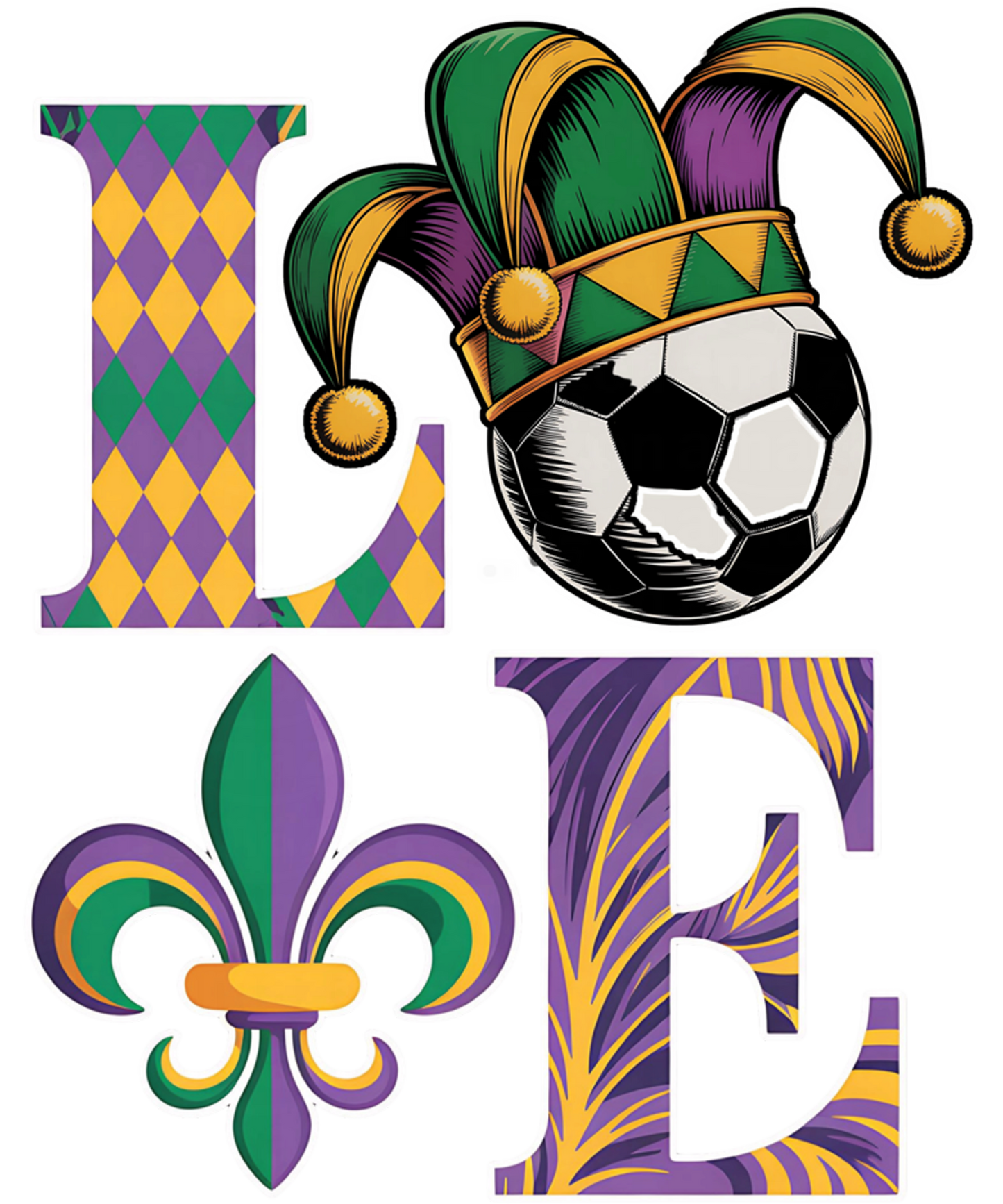 Mardi Gras 406 - Funny Love Soccer Mardi Gras Costume Carnival Women Men Sweatshirt