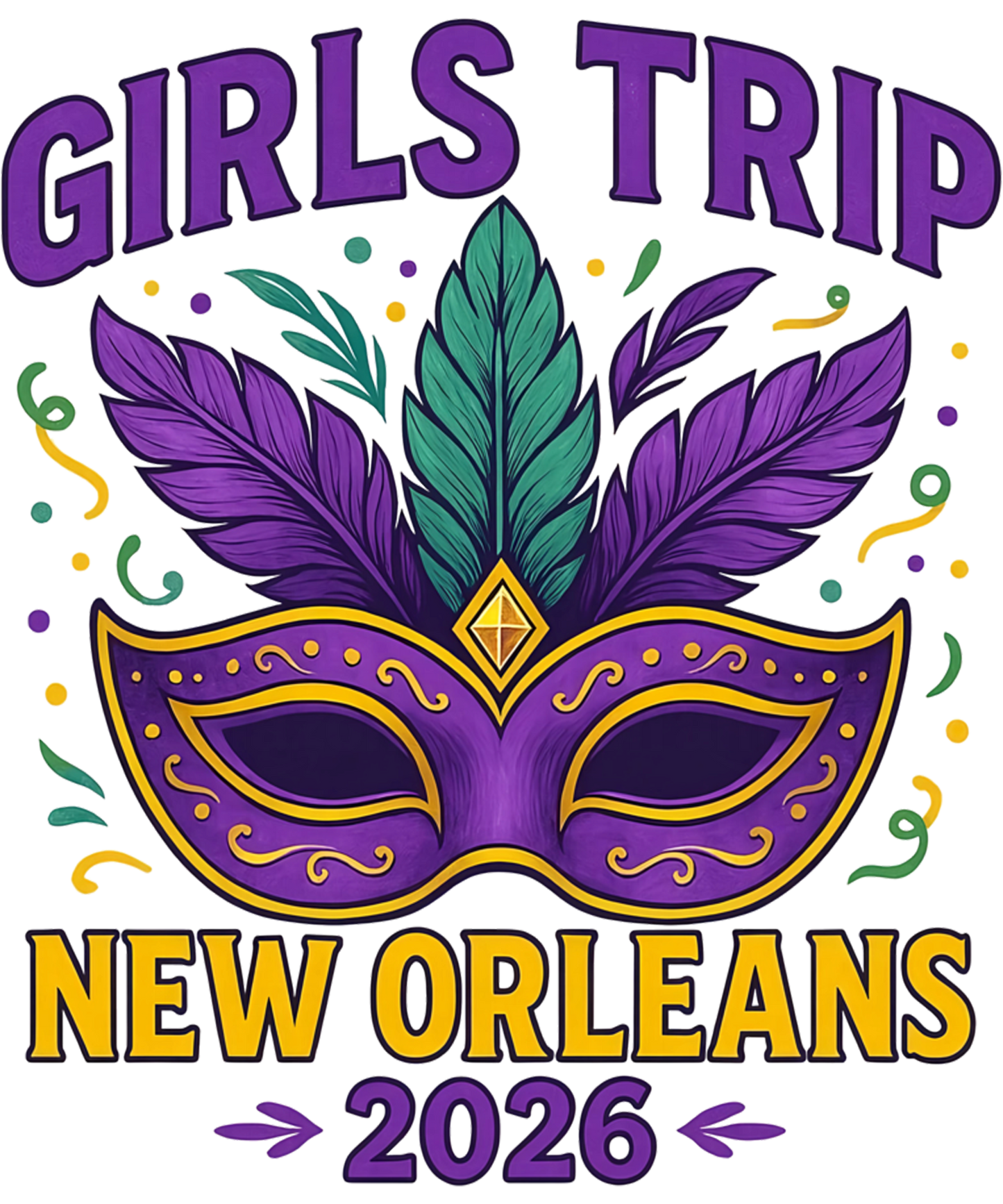 Mardi Gras 432 - Girls Trip New Orleans 2026 Mardi Gras Mask Beads Matching Sweatshirt (1)