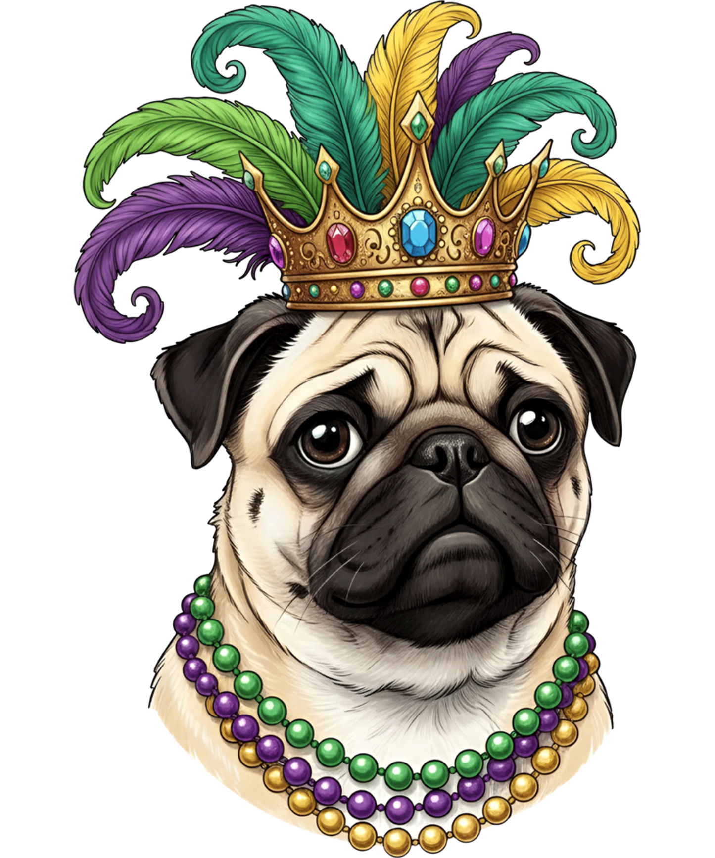 Mardi Gras 422 - Funny Mardi Gras Pug Beads New Orleans Carnival Dog Lovers Sweatshirt