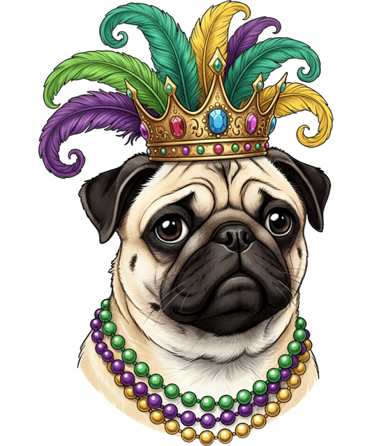 Mardi Gras 422 - Funny Mardi Gras Pug Beads New Orleans Carnival Dog Lovers Sweatshirt