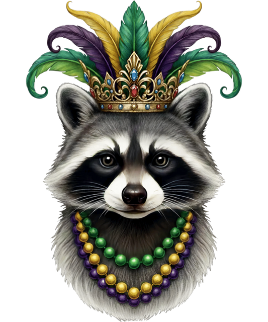 Mardi Gras 423 - Funny Mardi Gras Raccoon Beads Mask New Orleans Carnival Sweatshirt