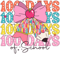 Back to School 357 - Pencil Bow Coquette Brushstroke Colorful 100 Days Of School300