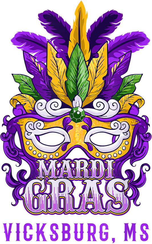 Mardi Gras 644 - Mardi Gras Parade Vicksburg Mississippi Mask Feathers T Shirt