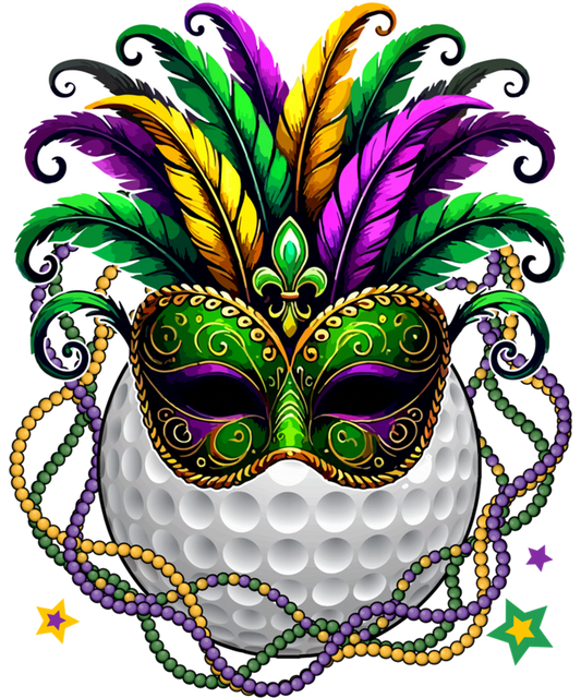 Mardi Gras 439 - Golf Ball Wearing Mardi Gras Masked Beads Funny Player Sweatshirt