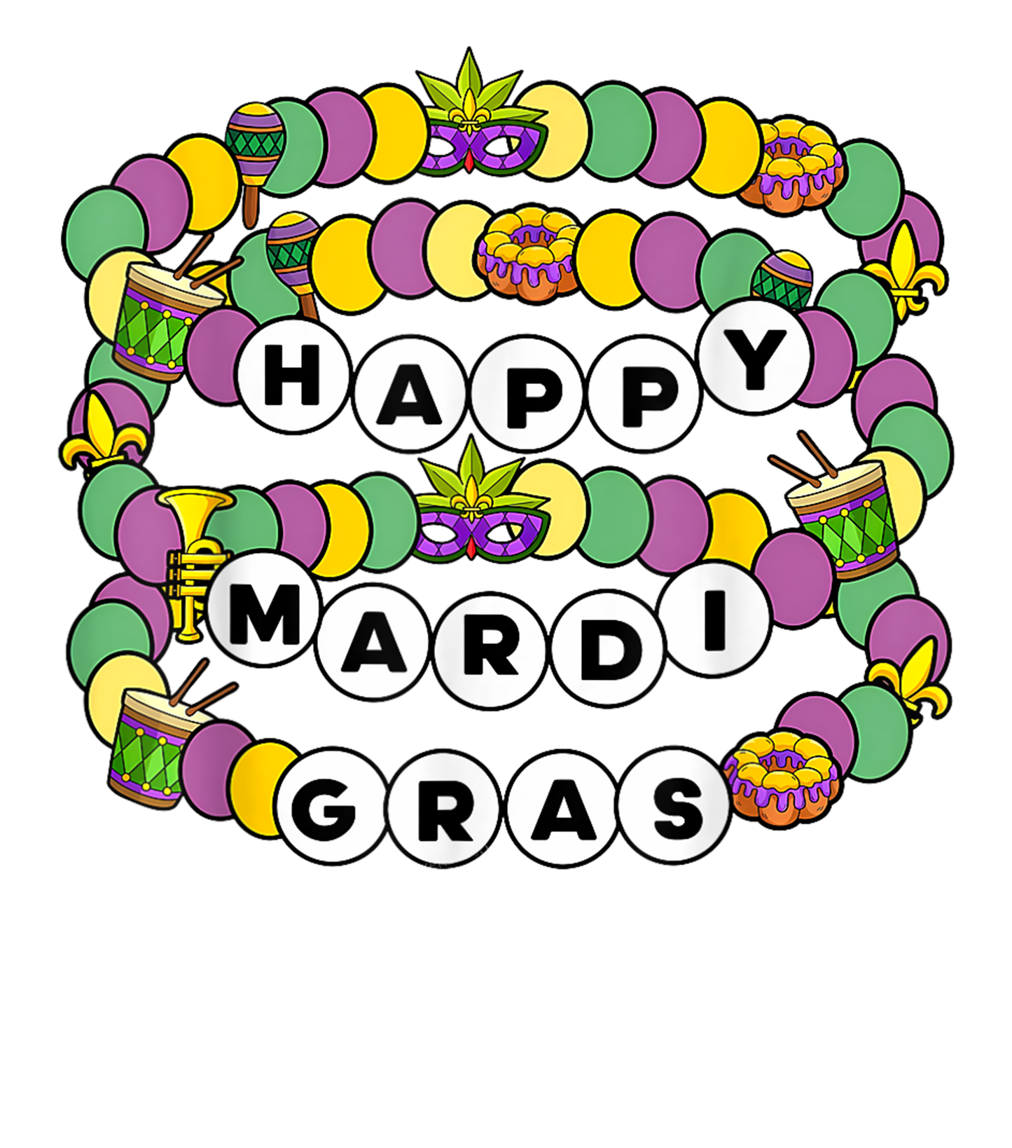 Mardi Gras 839 - Merch Happy Mardi Gras Friendship Bracelet Bestie Carnival Party T Shirt