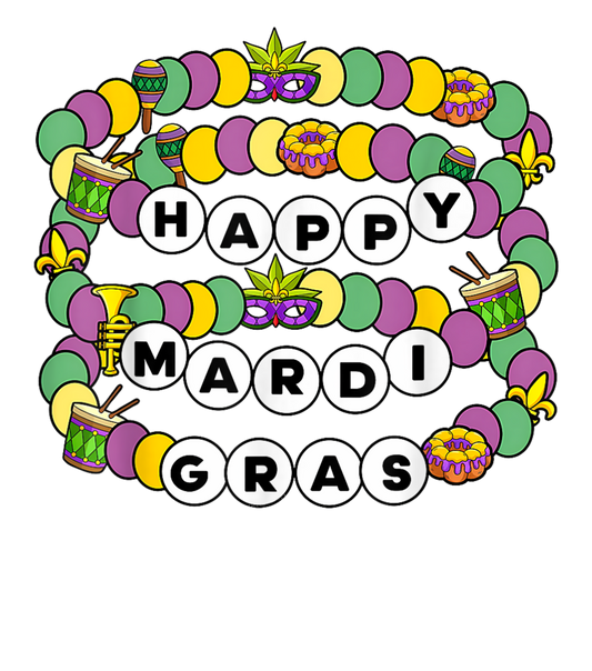 Mardi Gras 839 - Merch Happy Mardi Gras Friendship Bracelet Bestie Carnival Party T Shirt