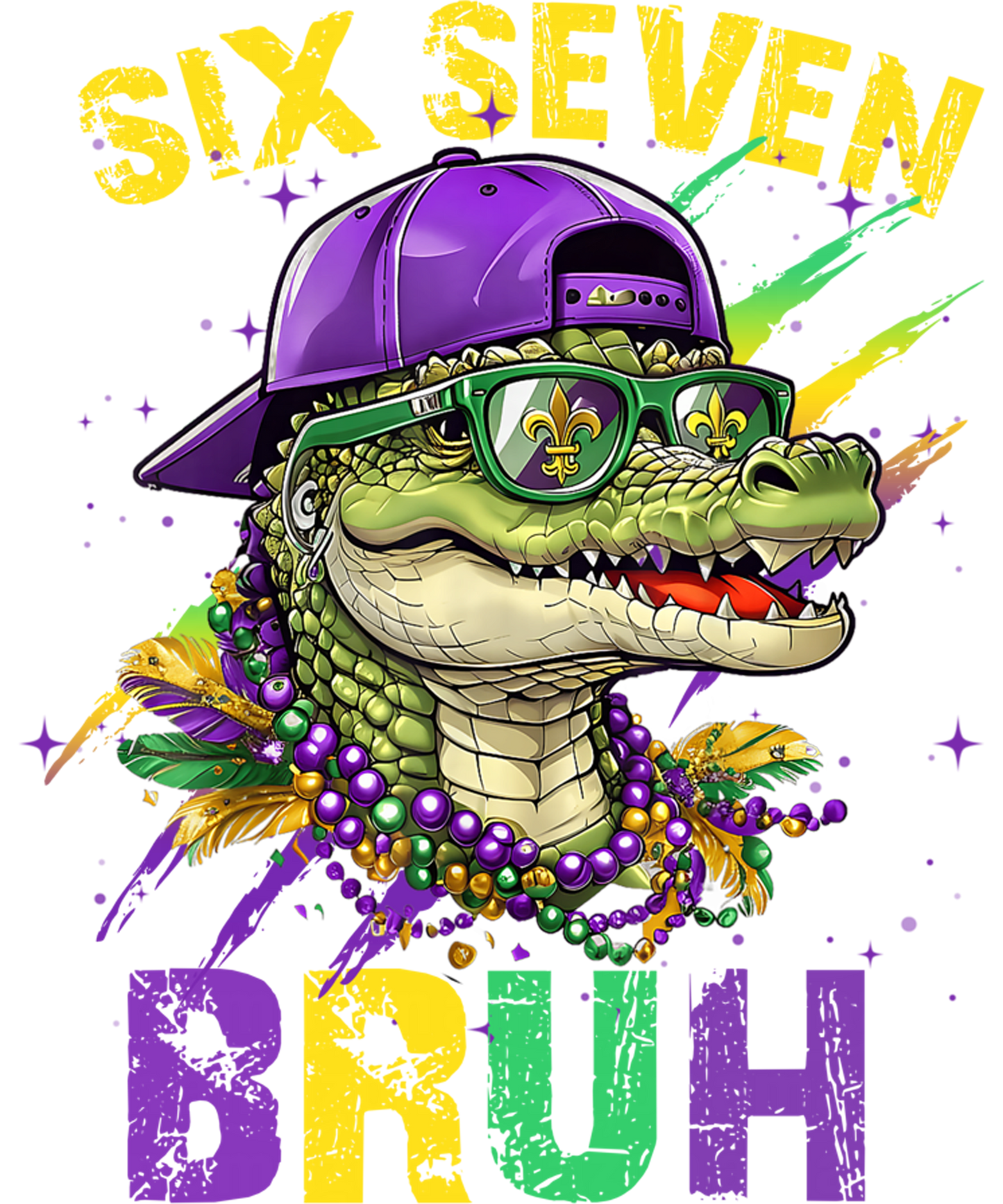 Mardi Gras 663 - Mardi Gras Six Seven Bruh Mardigator Alligator 6 7 Meme Boy Sweatshirt (1)
