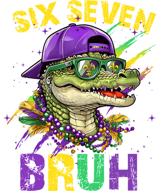 Mardi Gras 663 - Mardi Gras Six Seven Bruh Mardigator Alligator 6 7 Meme Boy Sweatshirt (1)