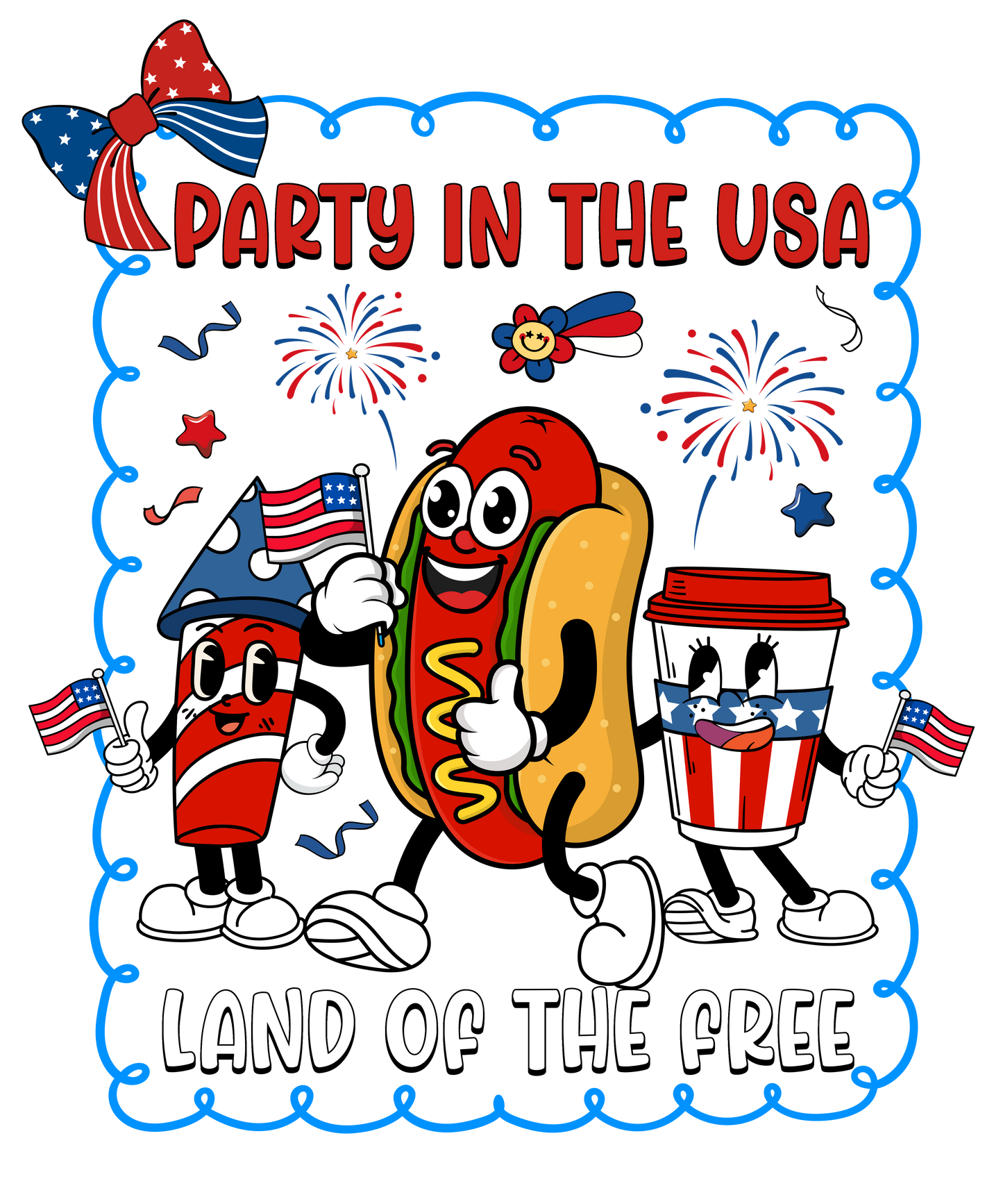 4th of July 482 - Or 24052025 Nhuy Coquette Bow Frame Party In The Usa Land Of The Free 4th Of July America