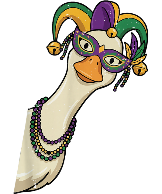 Mardi Gras 416 - Funny Mardi Gras Goose Mask Beads Carnival Cute Fat Tuesday T Shirt