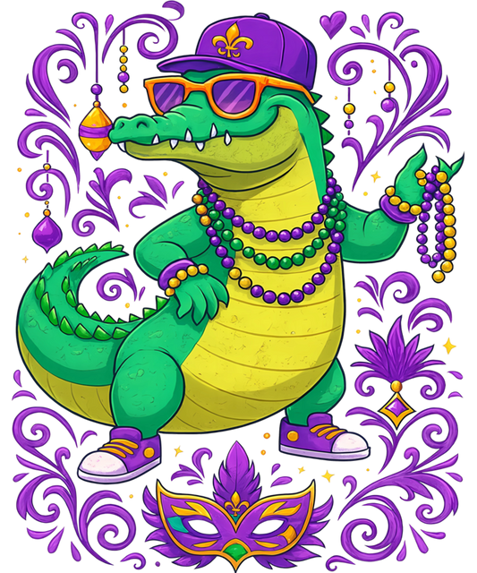 Mardi Gras 554 - Mardi Gras Alligator Funny Mardi Gras Carnival Gator Costume Sweatshirt