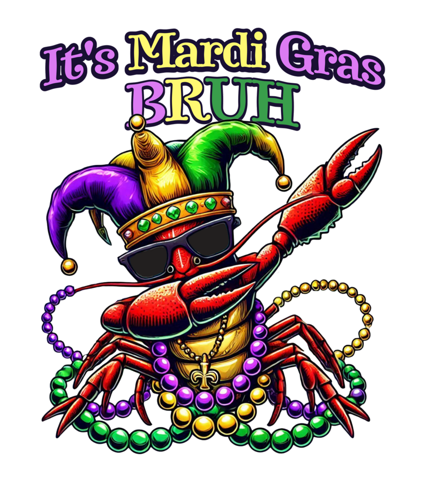 Merch It's Mardi Gras Bruh Dabbing Crawfish Carnival Kid Men Women Long Sleeve T Shirt