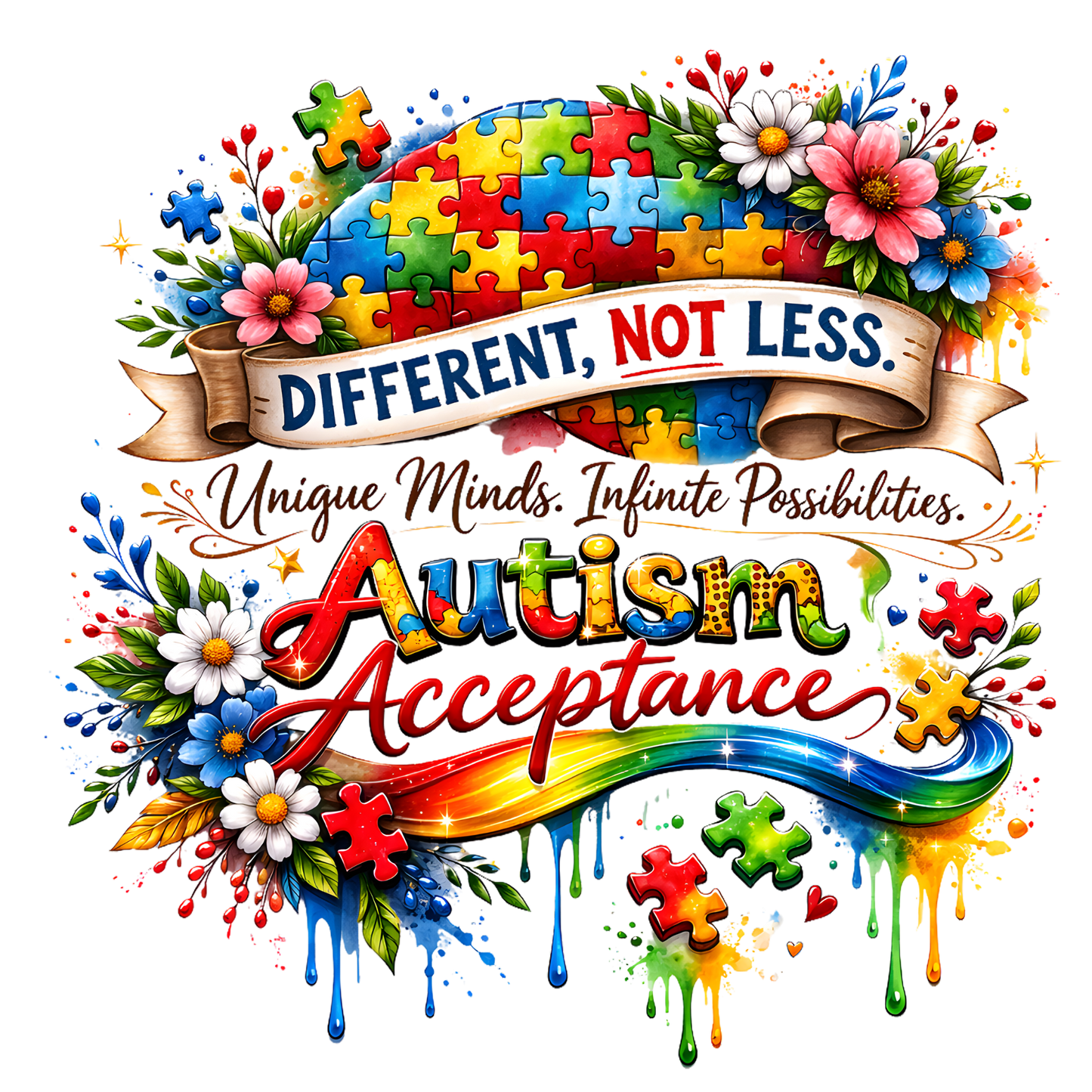 Autism 39 - 15.Peace And Love Autism Awareness Design
