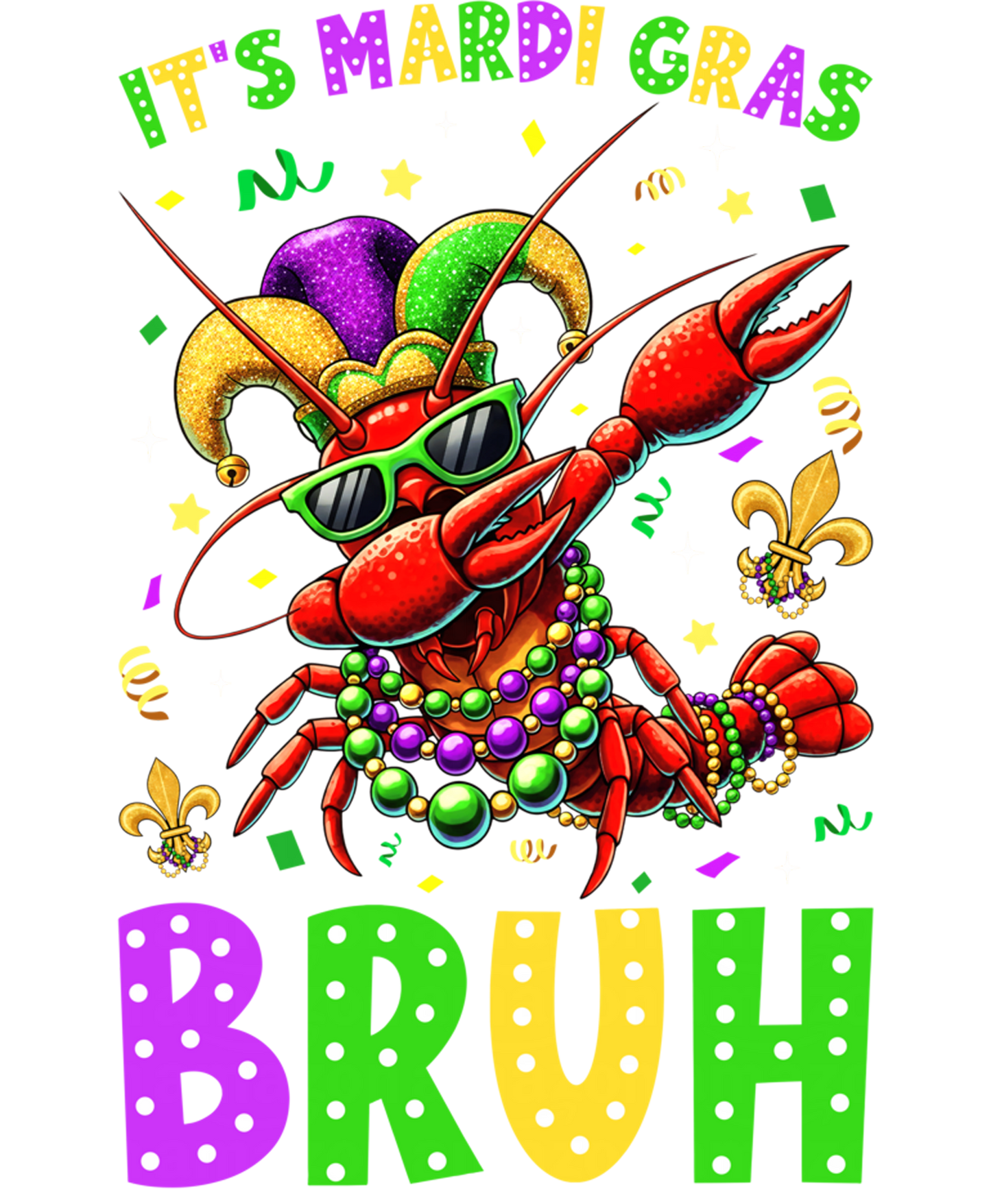 Mardi Gras 398 - Funny It’S Mardi Gras Bruh Dabbing Crawfish Carnival Kids Sweatshirt