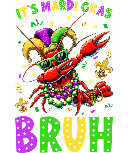 Mardi Gras 398 - Funny It’S Mardi Gras Bruh Dabbing Crawfish Carnival Kids Sweatshirt