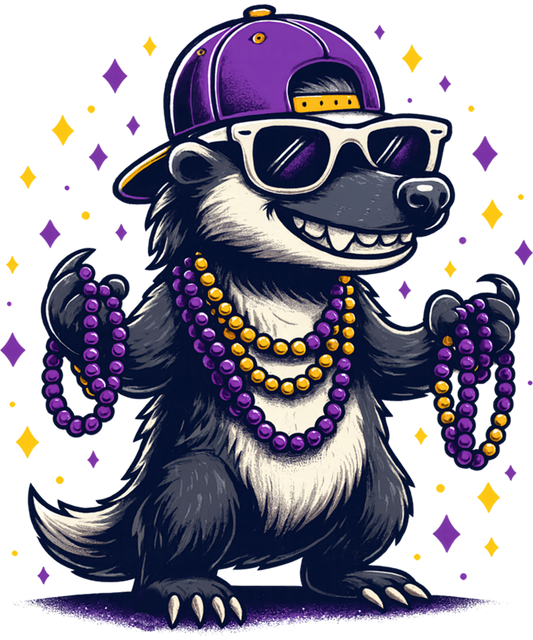 Mardi Gras 459 - Honey Badger Beads Mardi Gras Costume Men Women Mardi Gras Sweatshirt