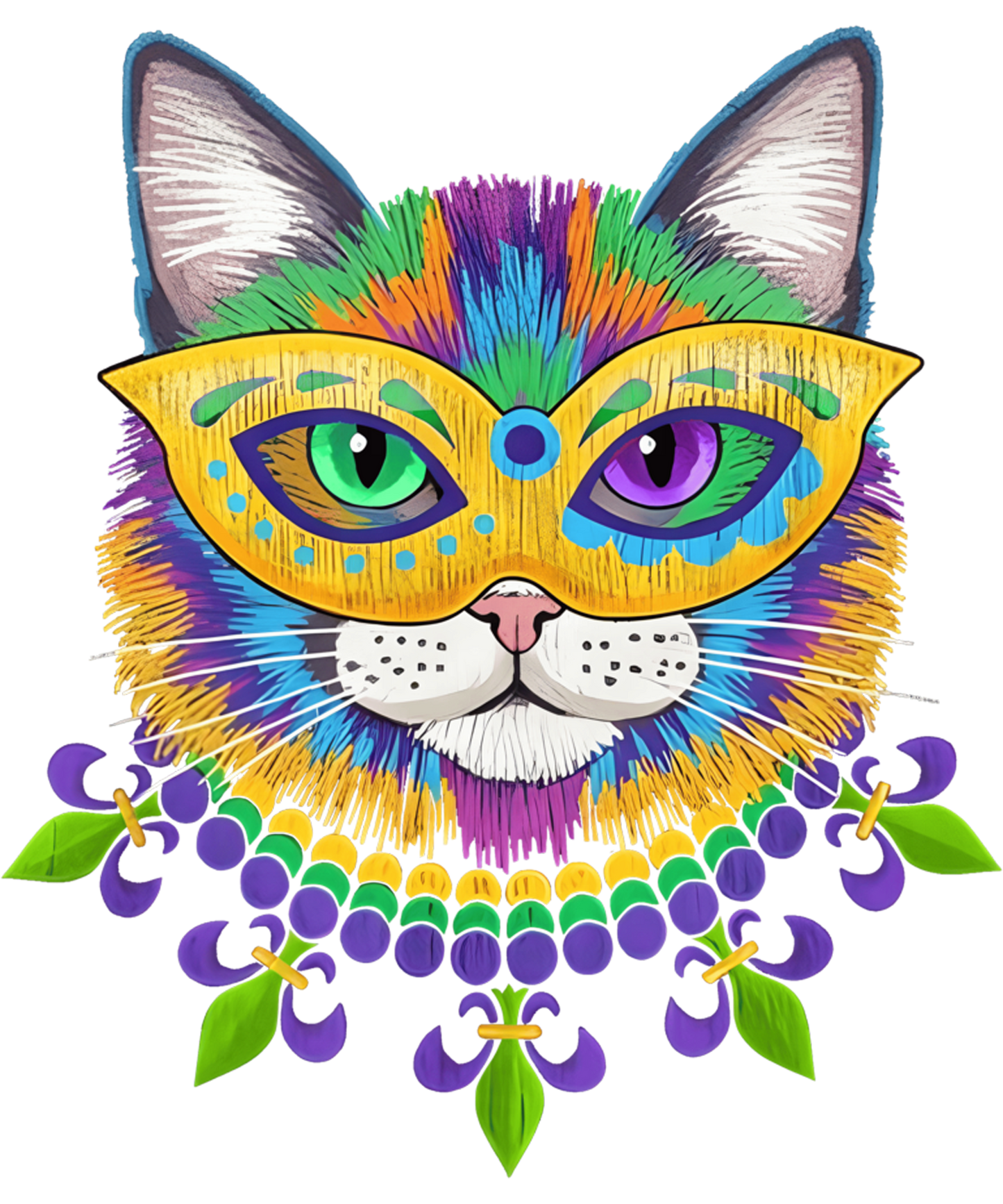 Mardi Gras 582 - Mardi Gras Cat Mask For Women Girls Cat Lovers Carnival Sweatshirt
