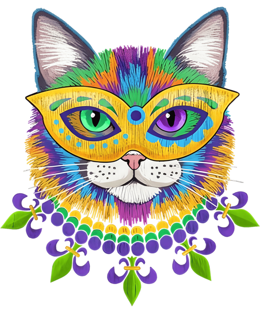 Mardi Gras 582 - Mardi Gras Cat Mask For Women Girls Cat Lovers Carnival Sweatshirt