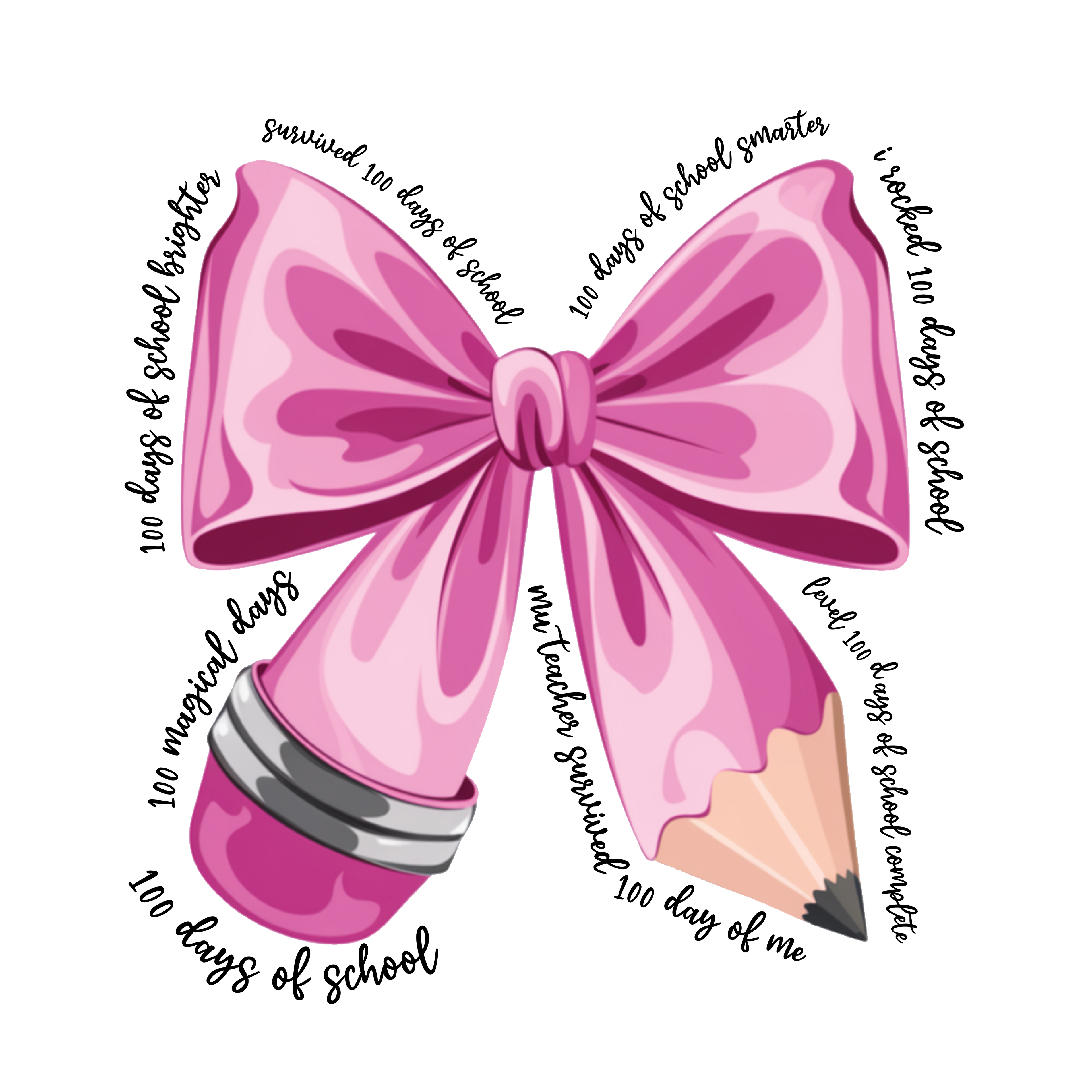 Back to School 15 - 100 Days Of School Coquette Bow Png